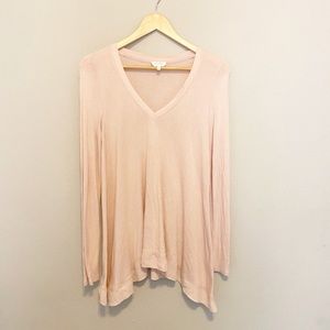 Anthropologie Deletta Pink V Neck Long Sleeve Top